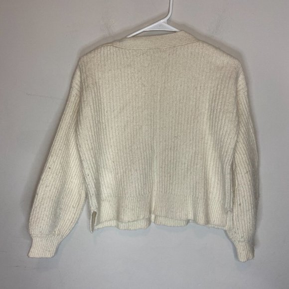 Madewell Boatneck Button Shoulder Sweater Womens XS Ivory Wool Blend PILLING - Picture 3 of 9